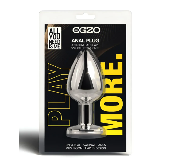 Анальна пробка із кристалом EGZO - Silver Round Plug Clear size S Sex Aura Київ - фото 5