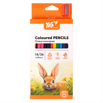 Олівці кольорові Yes Orange Line 18 шт 36 кольорів з точилкою (290752) Вінниця - фото 3