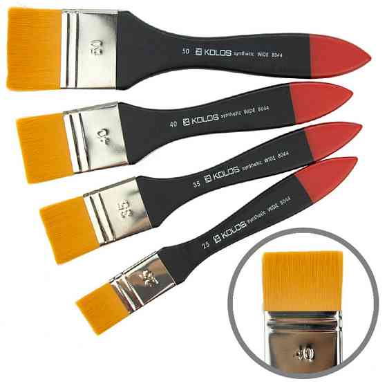 Кисточка синтетика флейц Wide 8044 № 50 коротка ручка KOLOS Киев