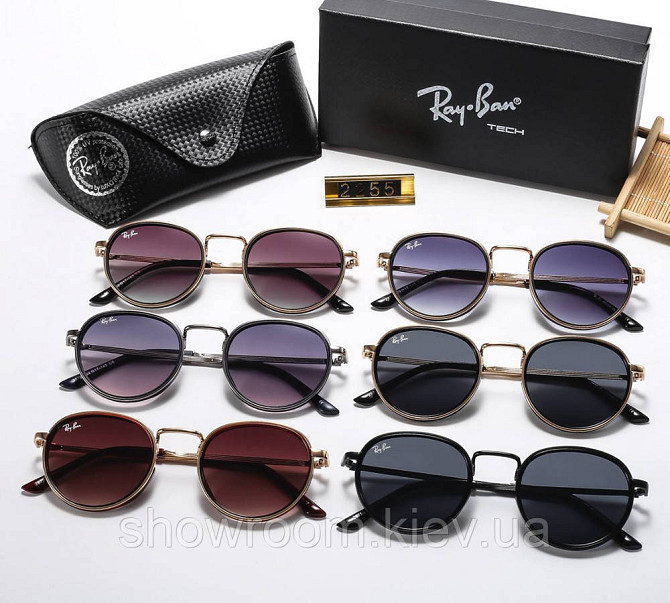 Мужские брендовые солнцезащитные круглые очки Ray ban 28754-2 Киев - изображение 2