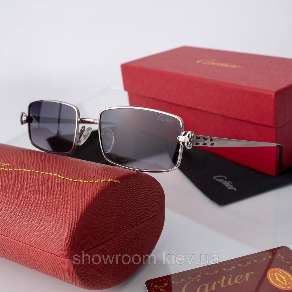 Жіночі стильні сонцезахисні окуляри Cartier (62870) silver Київ - фото 1