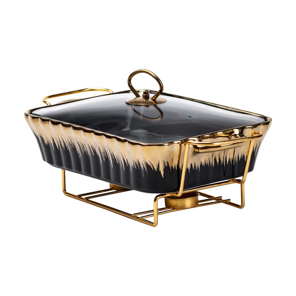 Чорний прямокутний мармит з фарфору, 1,5 л Київ - фото 2