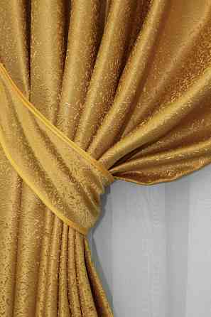Комплект готових штор VR-Textil Жакард № 354ш Золотистий 150х270 см 2 шт (30-092) Київ
