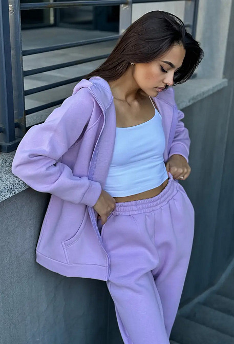Зип худи женское оверсайз Сиреневый 46/48 Харьков - изображение 2