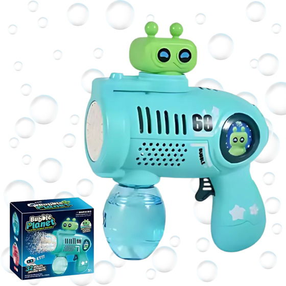 Генератор мыльных пузырей, пистолет с LED-подсветкой на аккумуляторе для мыльных пузырей для детей, голубой Каменец-Подольский