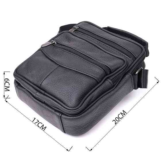 Небольшая вертикальная сумка для мужчин из натуральной кожи Vintage sale_15099 Черный Киев