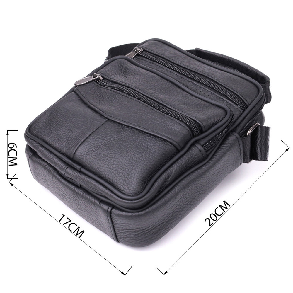 Небольшая вертикальная сумка для мужчин из натуральной кожи Vintage sale_15099 Черный Киев - изображение 3