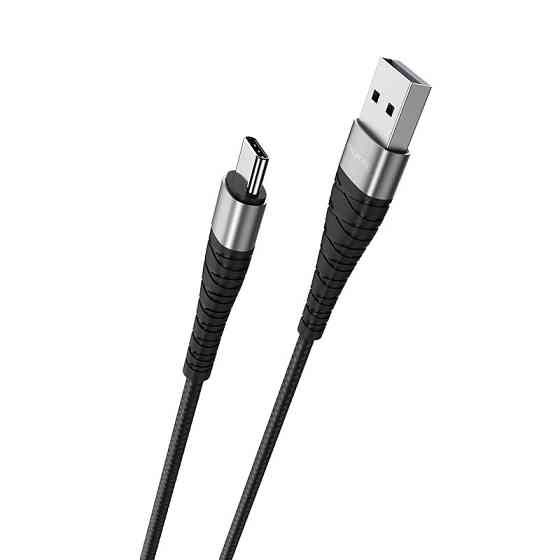 Кабель BOROFONE BX32 USB to Type-C 2.4A, 1m, nylon, aluminum+TPE connectors, Black Київ