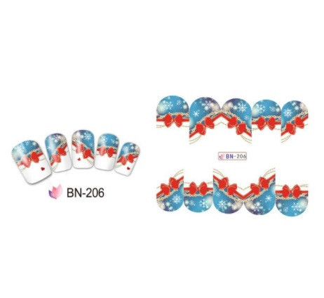 Наклейки на ногти новогодние бантики, размер стикера 6*5см, инструкция по применению есть в описании Киев - изображение 1