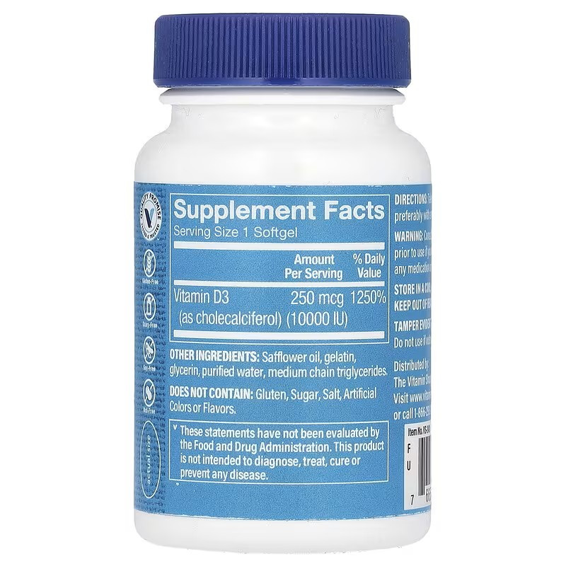 Vitamin D3, 250 mcg (10,000 IU), 100 Softgels Луцьк - фото 2