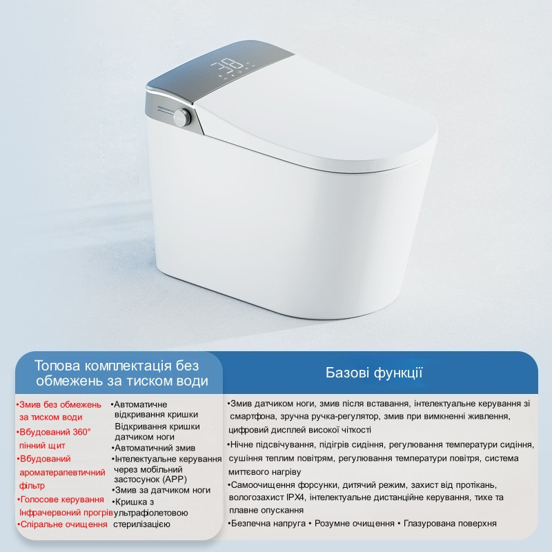 Смарт-унитаз Homony H831C (Top version) P-trap 680×425×480 белый с чёрной вставкой (911106641) Киев - изображение 2