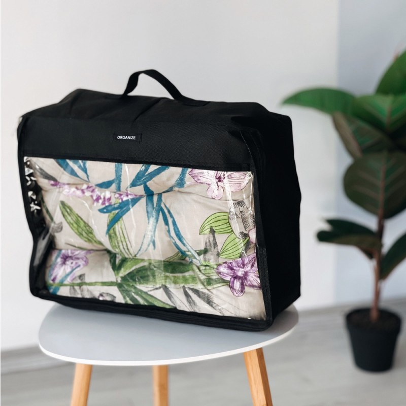 Большая дорожная сумка для вещей с ручкой и прозрачной вставкой P001 40x31x15 см (Черный) Сумы - изображение 1