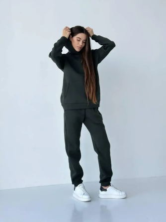 Женский спортивный теплый костюм оверсайз Хаки XL Харьков