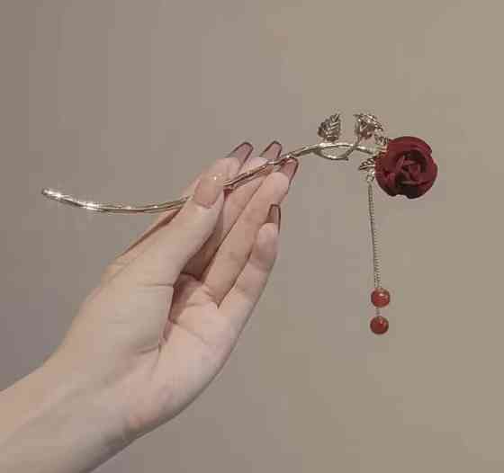 Шпилька-паличка для волосся "Троянда" 180 мм Сміла