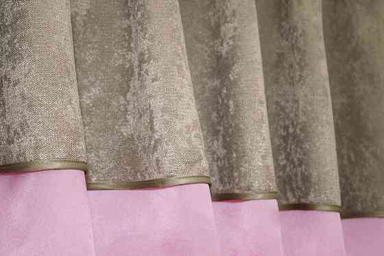 Кухонні штори VR-Textil № 073к з ламбрекеном і підхватами рожевий з какао 270х170 см (52-0296) Київ