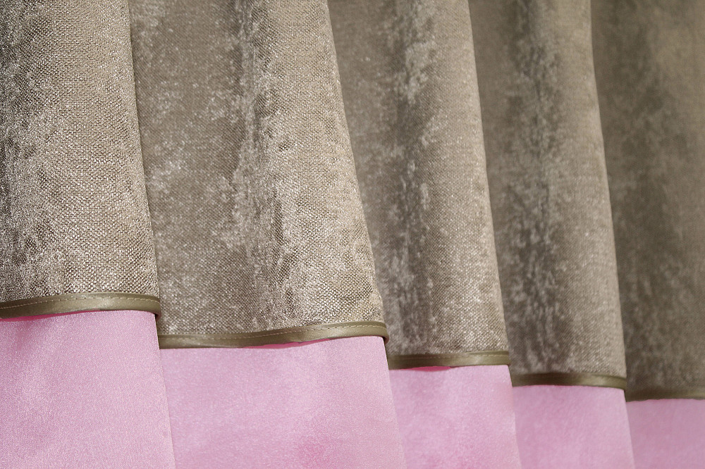 Кухонні штори VR-Textil № 073к з ламбрекеном і підхватами рожевий з какао 270х170 см (52-0296) Київ - фото 5