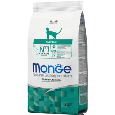 Сухий корм для кішок Monge Cat Hairball зі смаком курки, кукурудзи та рису 400 г (8009470005227) Вінниця - фото 1