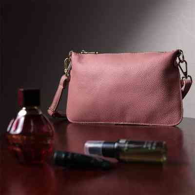 Сумка Vintage Женская с двумя ремнями из натуральной кожи Розовая (22644) Винница