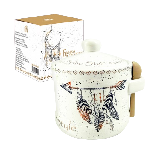 Ємність для меду Boho style 400мл з дерев'яною ложкою S&T 2370-20 Житомир - изображение 1