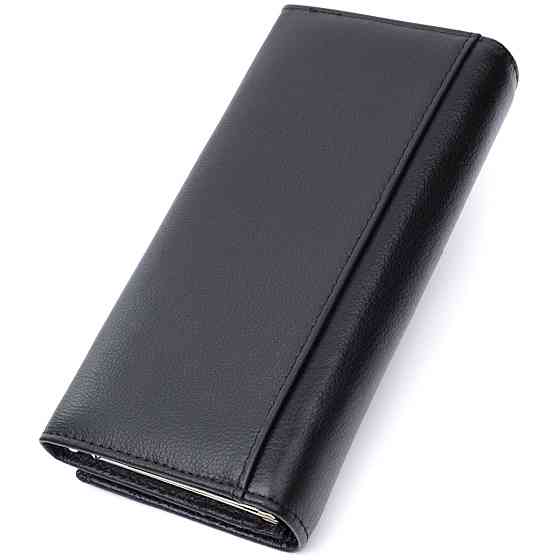 Класичний жіночий гаманець з натуральної шкіри ST Leather 22676 Чорний Київ