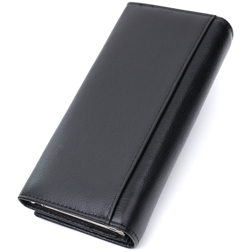 Класичний жіночий гаманець з натуральної шкіри ST Leather 22676 Чорний Київ - фото 2