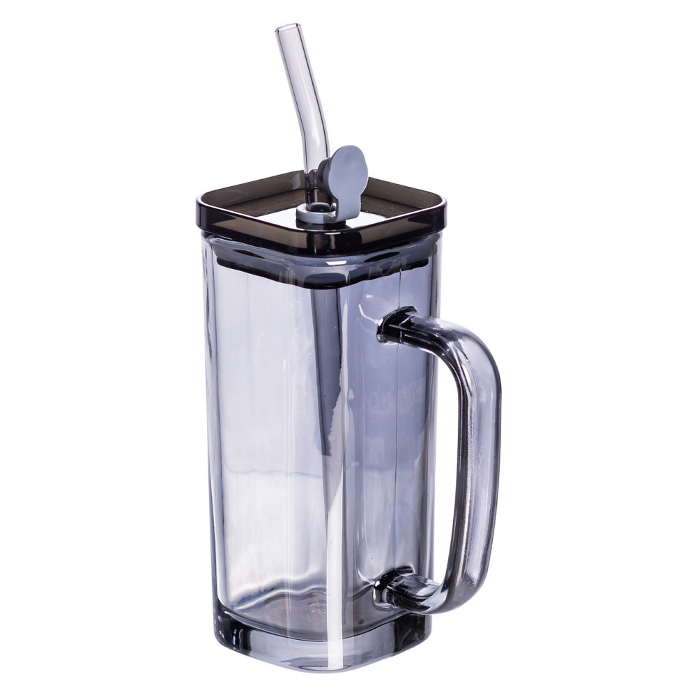 Кружка скляна з кришкою та трубочкою 280 (мл) чашка з трубочкою та кришкою на подарунок HP-19-53 Коломия - фото 1