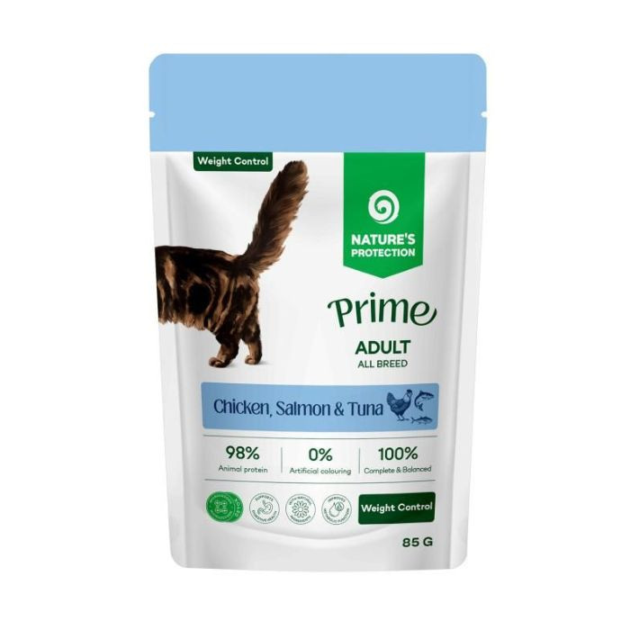 Nature's Protection Prime Adult Cats Weight Control Chicken, Salmon and Tuna Вологий корм для котів для контролю ваги з куркою, лососем і тунцем, Київ - фото 1