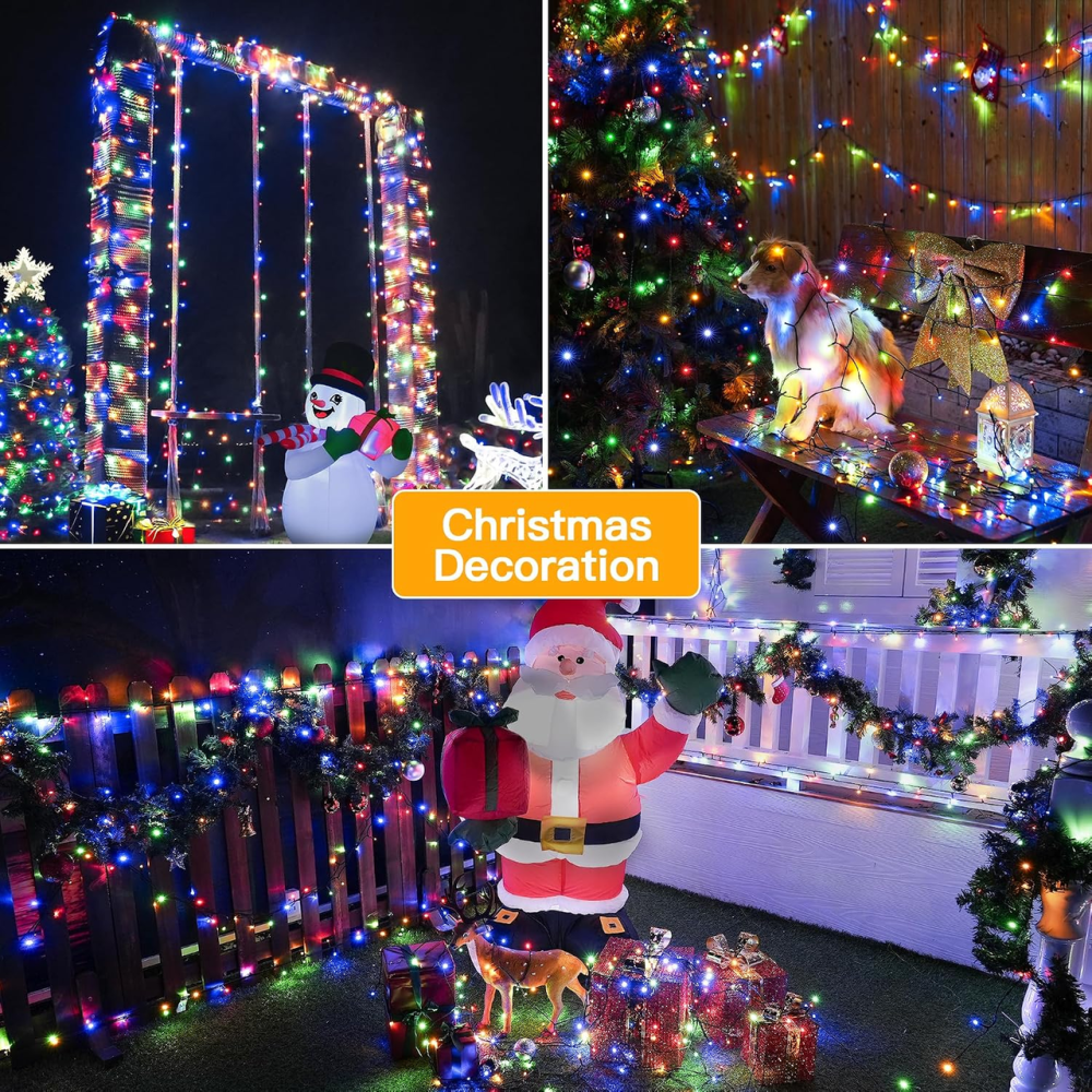 Різдвяна гірлянда Ollny 20 м 200 LED, різнокольорова, 8 режимів, пульт, таймер, IP44, живлення від мережі Київ - фото 7