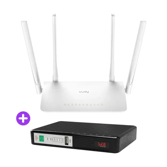 Комплект безперебійного зв’язку: WiFi 5 Mesh-маршрутизатор Cudy WR1300 + Mini UPS SKE POE-432N 8800mAh 5V/9V/12V/15V/24V/PoE, Киев
