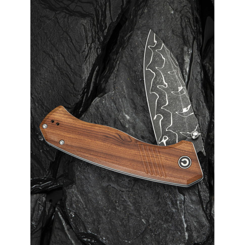 Ніж складаний туристичний Civivi Placoid, (9.3 см) Damascus / Guibourtia Wood Київ - фото 12