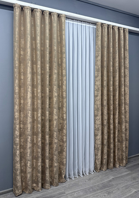 Комплект готових штор VR-Textil Жакард Sultan № 873ш Карамельний 150х285 см 2 шт (31-757) Київ - фото 4