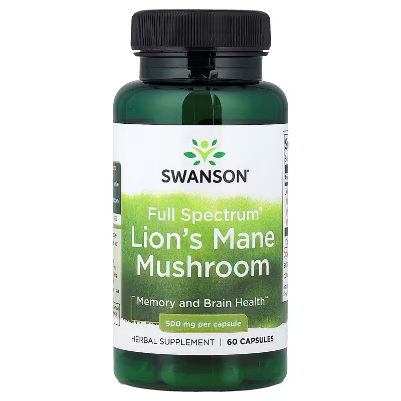 Гриб львиная грива Swanson Lion's Mane Mushroom 500 mg Full Spectrum, 60 caps Луцк - изображение 1