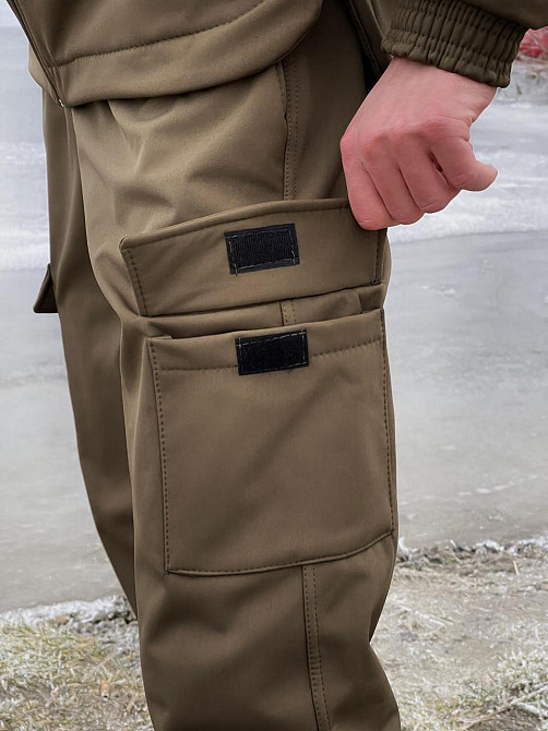 Чоловічий тактичний костюм Softshell Intruder койот, куртка подовжена з капюшоном і штани на манжетах софтшел XXXL Одеса - фото 8