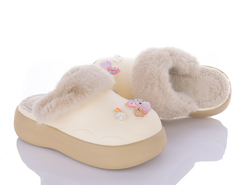 Тапочки женские теплые закрытые на платформе кроксы бежевые 36 37 Одесса - изображение 3