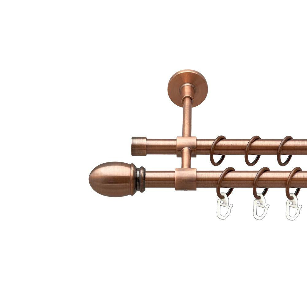 Карниз Orvit Белуно металевий дворядний закритий гладка труба кільце металеве Мідь 16\16 мм 200 см (00-00019792) Львів - фото 1