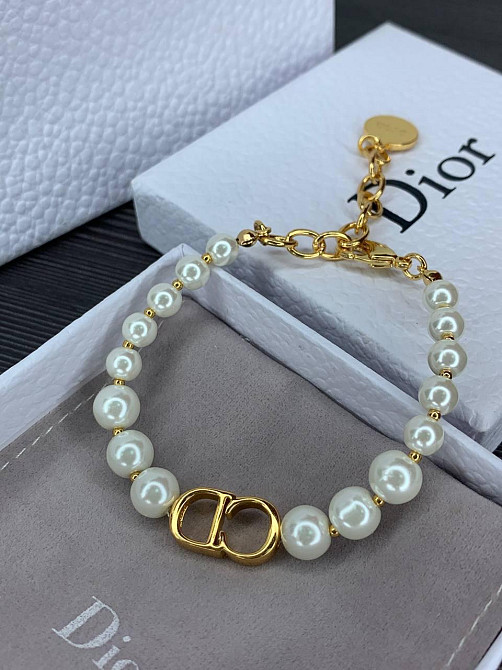 Диор браслет жемчуг │Брендовый браслет Диор/Dior, позолота Одесса - изображение 1