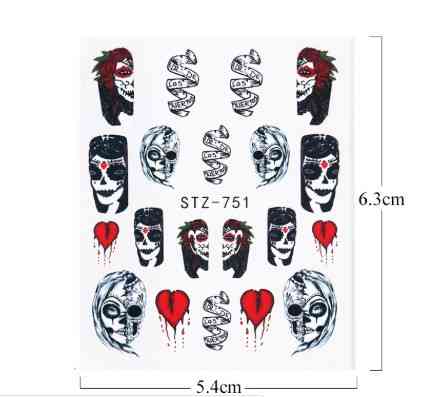 Наклейки для нігтів Хелловін 54 на 63 мм чорно-червоний Київ