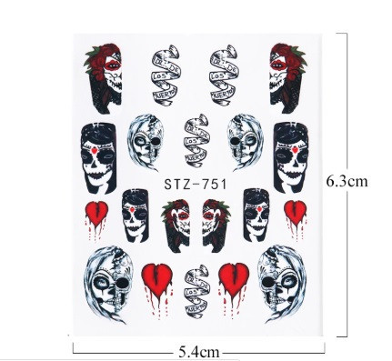 Наклейки для нігтів Хелловін 54 на 63 мм чорно-червоний Київ - фото 2