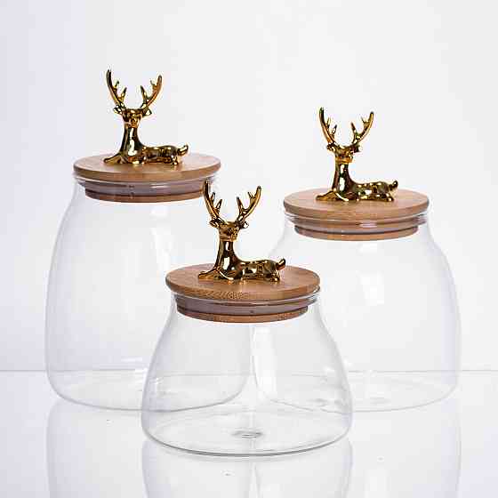 Yiwu Набір банок для зберігання 3 штуки з бамбуковими кришками 0.5/08/1 л 64486-55 Коломыя