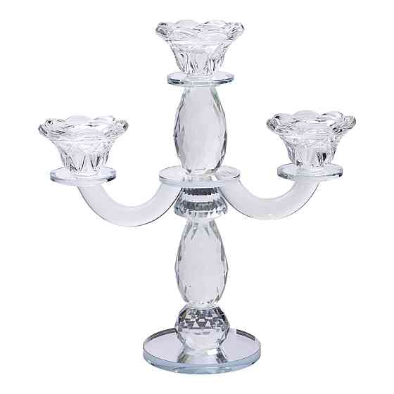 Yiwu Канделябр на 3 свічки 24×9×25 см свічник настільний декоративний на ніжці прозорий HP-4-65 Киев