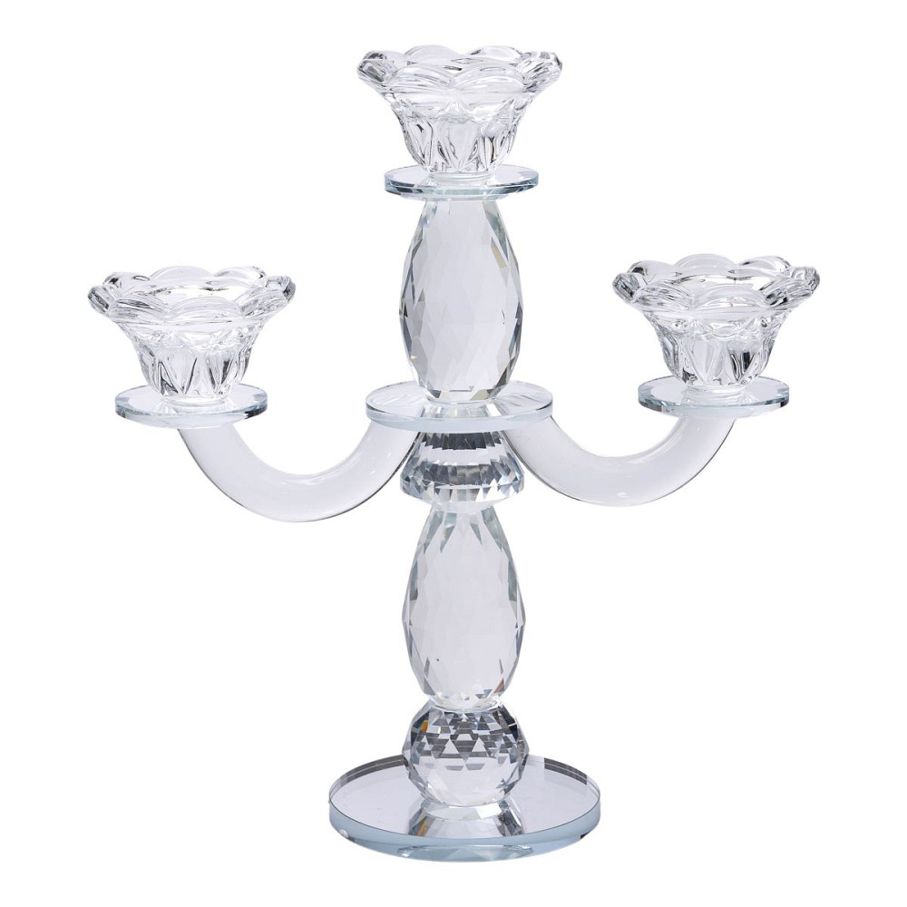 Yiwu Канделябр на 3 свічки 24×9×25 см свічник настільний декоративний на ніжці прозорий HP-4-65 Київ - фото 4