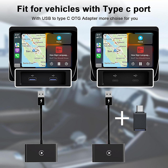 Беспроводной CarPlay Адаптер для iPhone: Превращение Проводного в Беспроводной с Bluetooth & 5ГГц Wi Киев - изображение 7