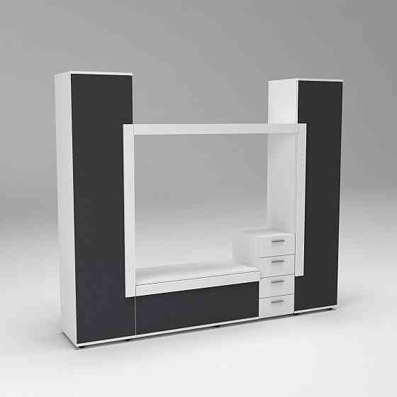 Стенка в гостиную под ТВ Эхо-2, Белый+Антрацит, 2160х420х1850 Львов