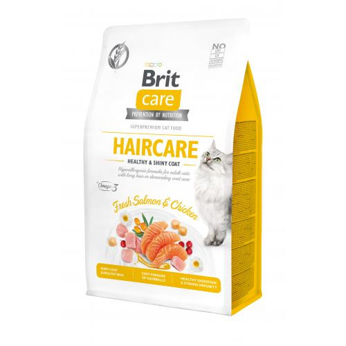 Корм сухий Brit Care Cat Grain Free Haircare Healthy and Shiny Coat для котів догляд за шкірою і шерстю лосось та курка 400 Київ - фото 1