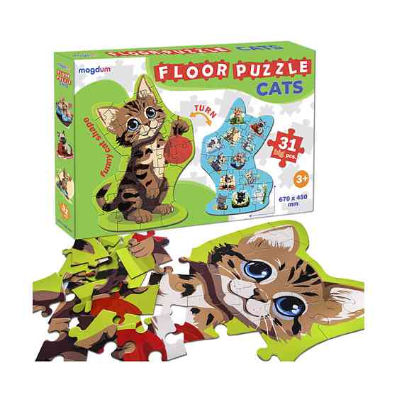 Дитячий розвиваючий Пазл-гігант "Кіт" 2 в 1 ME5032-32, 31 елемент Вінниця