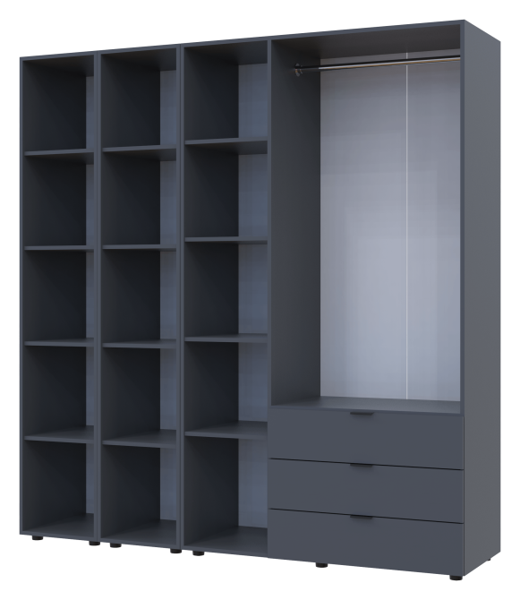 Комплект шкафов для одежды Doros Гелар (3 шт.) 192,6х49,5х203,4 см Графит (DRS-011149) Львов - изображение 2