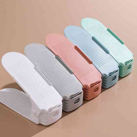 Органайзер для обуви 10 шт Белый Регулируемый двойной стеллаж 50% экономия места пластиковый Киев