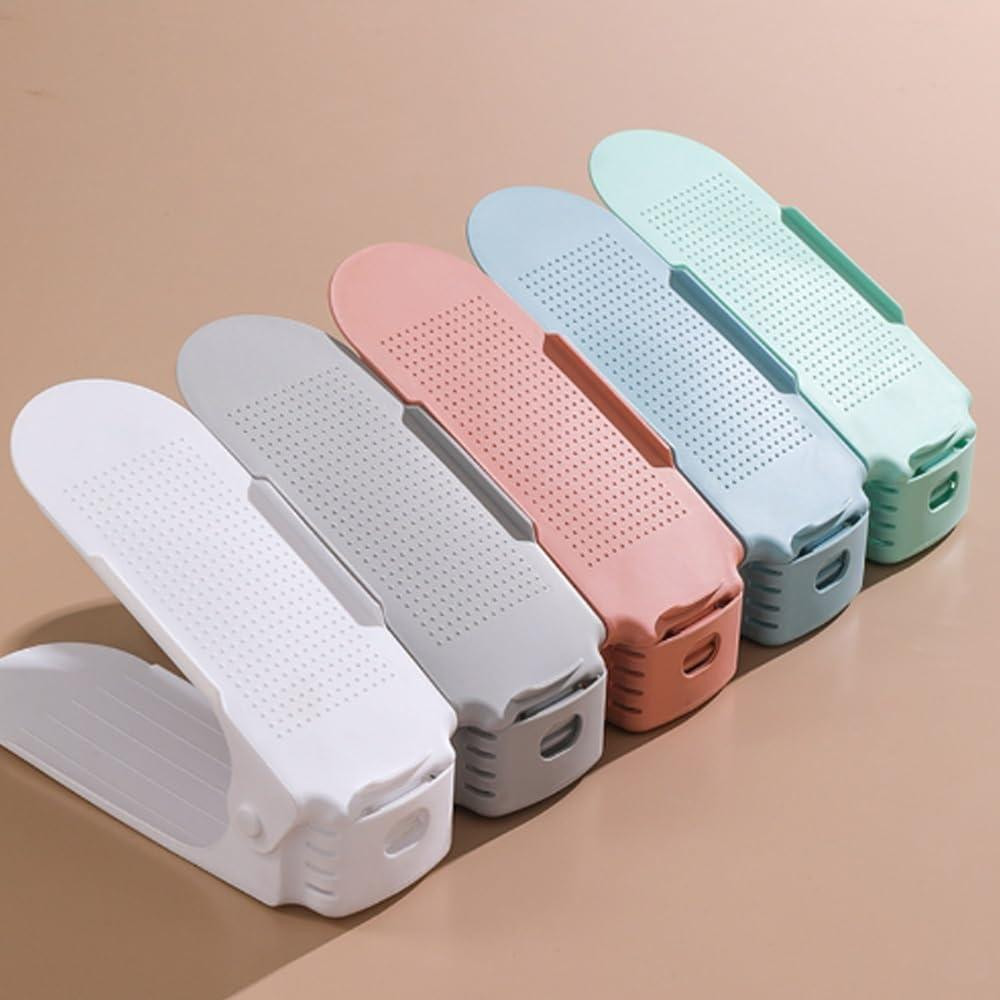 Органайзер для обуви 10 шт Белый Регулируемый двойной стеллаж 50% экономия места пластиковый Киев - изображение 4