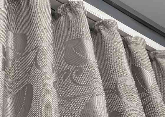 Шторна тканина льон рогожка "Листя" колір світло-сірий 1688ш Київ