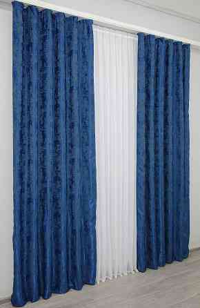 Комплект готових штор VR-Textil Жакард Sultan XO № 1149ш Синій 150х270 см 2 шт (30-955) Київ
